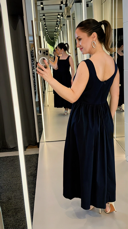 vestido midi tricoline corset