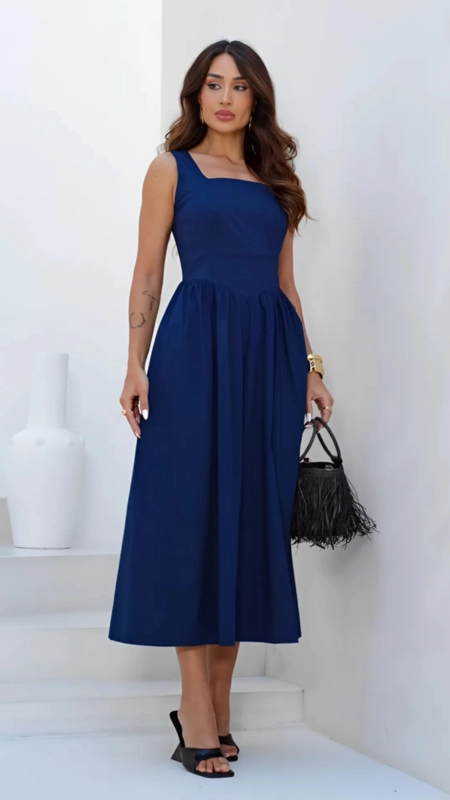 vestido midi tricoline corset