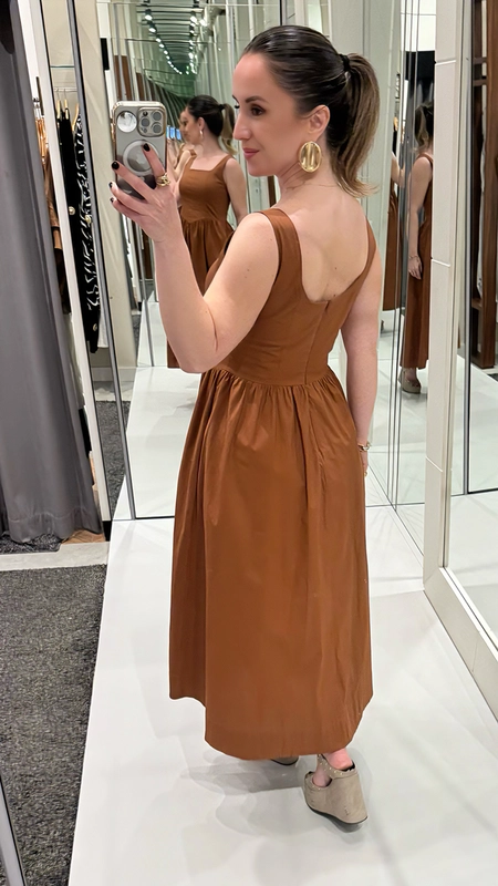 vestido midi tricoline corset