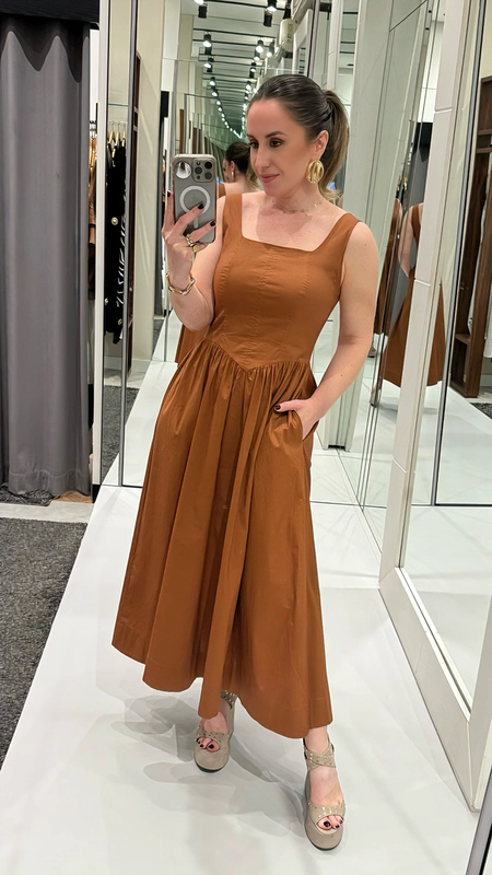 vestido midi tricoline corset