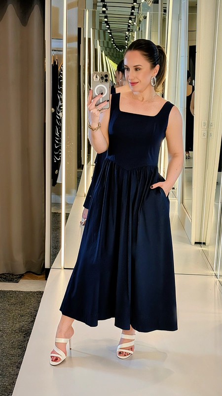 vestido midi tricoline corset