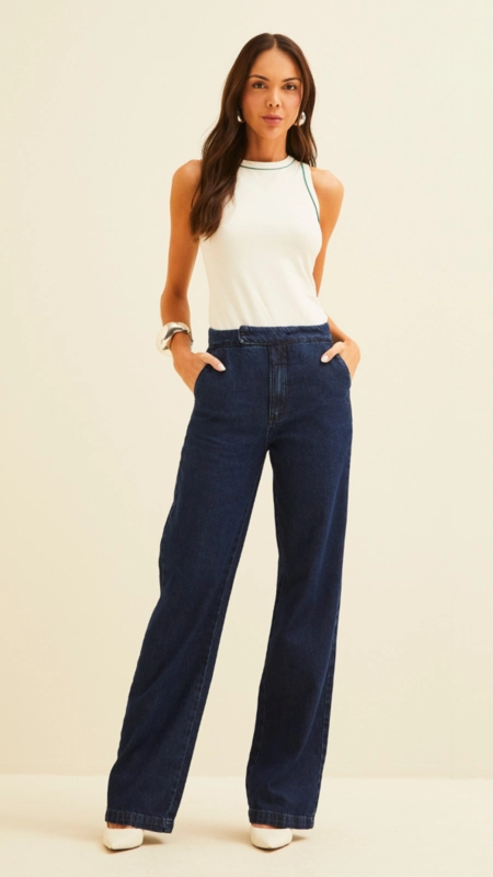 calça jeans forum reta bolso faca