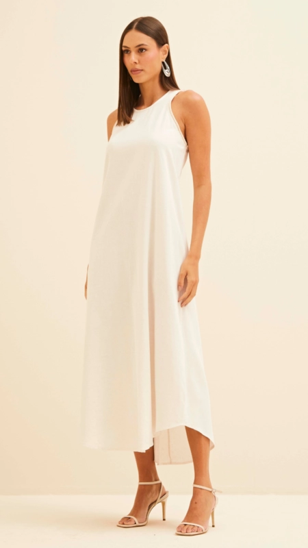 vestido midi forum linho clean