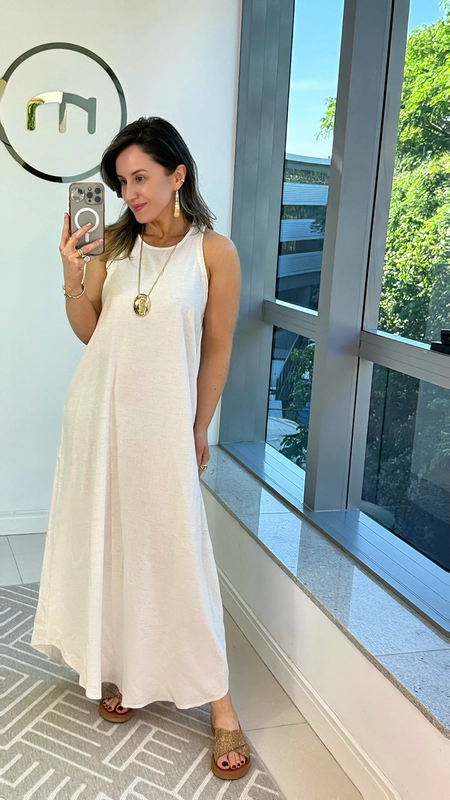 vestido midi forum linho clean