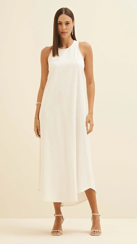 vestido midi forum linho clean