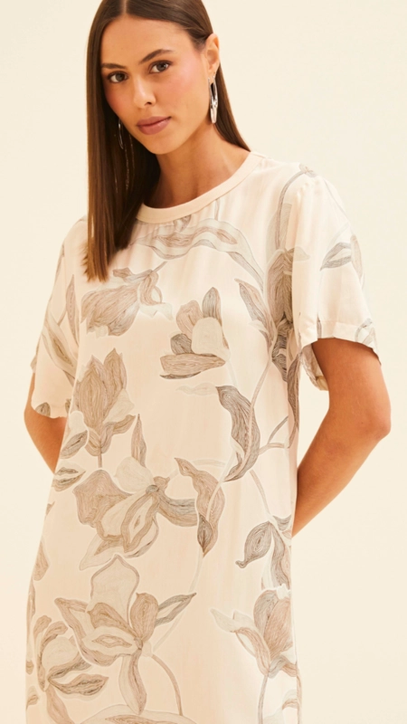 vestido forum manga curta botanical lines