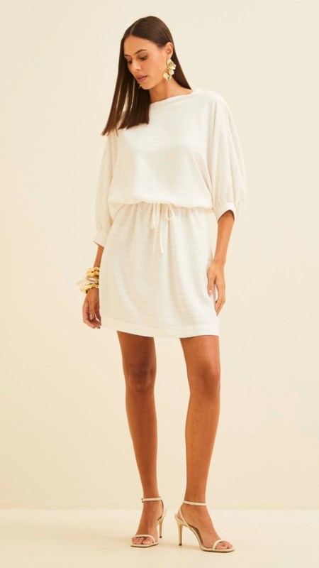 vestido forum manga curta listra lurex