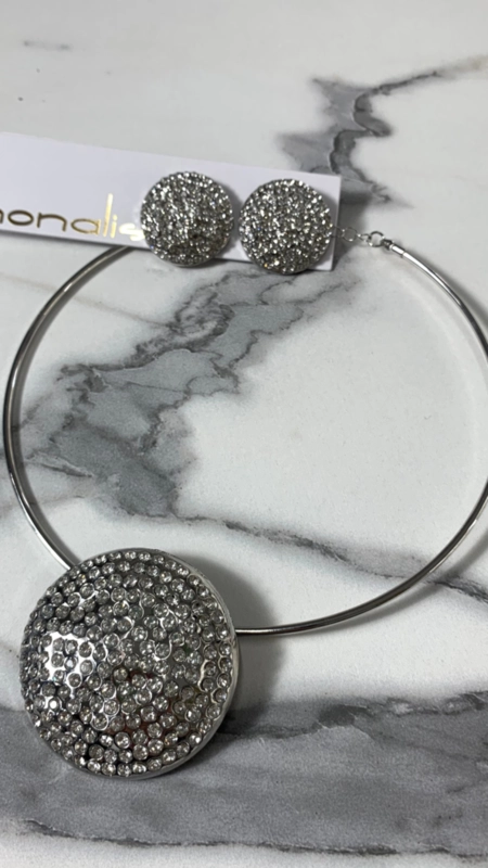 cj colar e brinco cristal impact