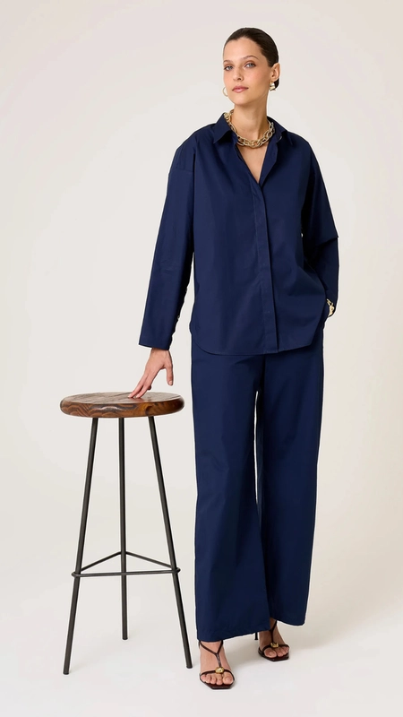 calça reta dudalina lisa elástico cós