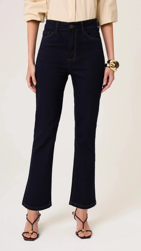 calça jeans dudalina poliana reta capri