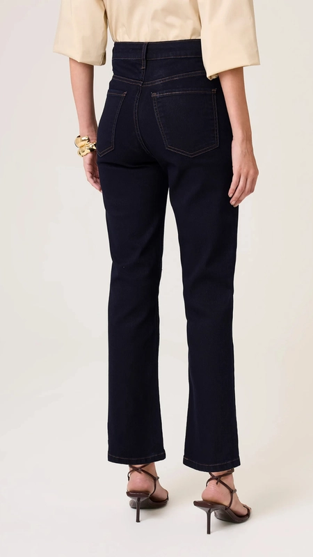 calça jeans dudalina poliana reta capri