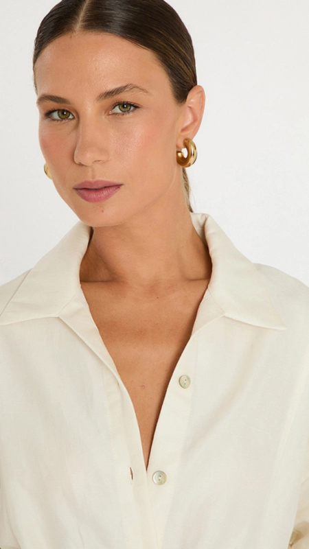 Camisa cropped animale linho