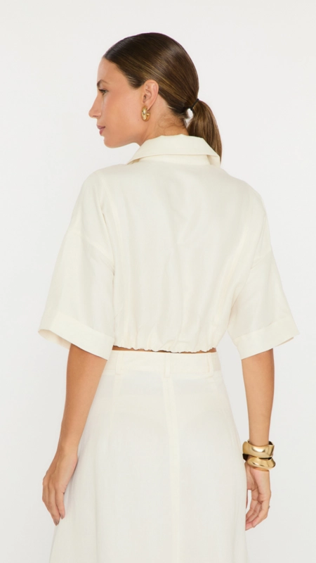 Camisa cropped animale linho