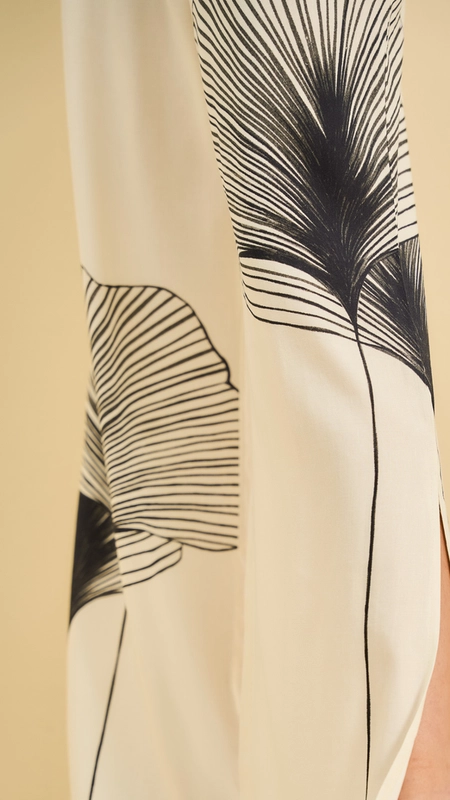 calça linho estampada open