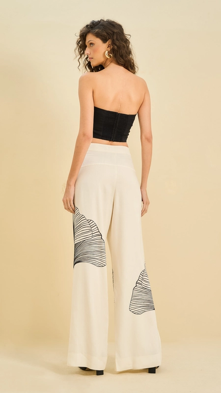 calça linho estampada open