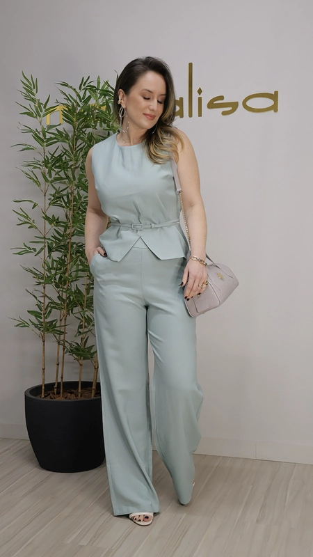 conjunto alfaiataria blusa e calça lili