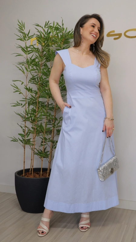 vestido midi tricoline ana