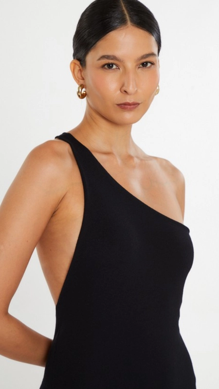 vestido midi malha decote