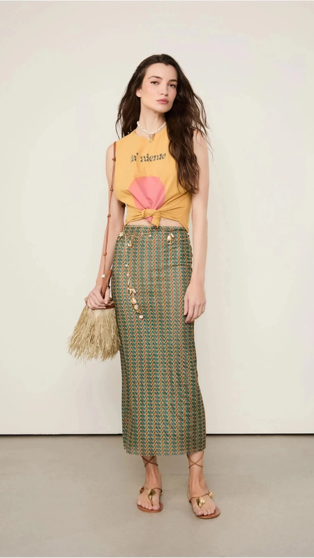 saia midi animale tule geo paletine color