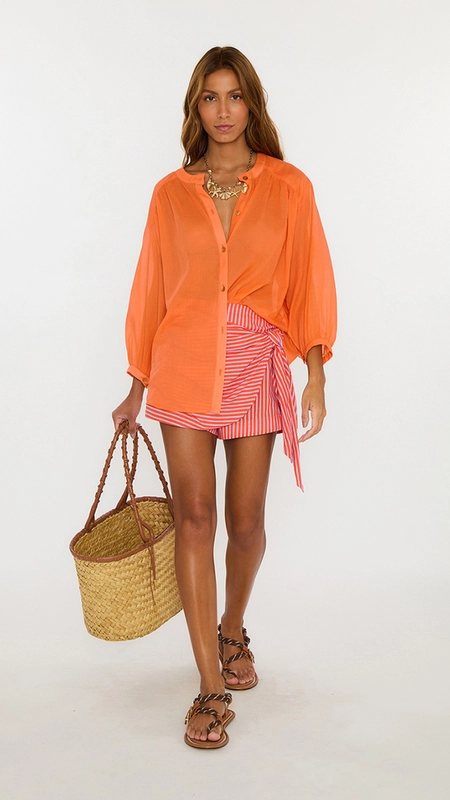 short saia animale voil listrado