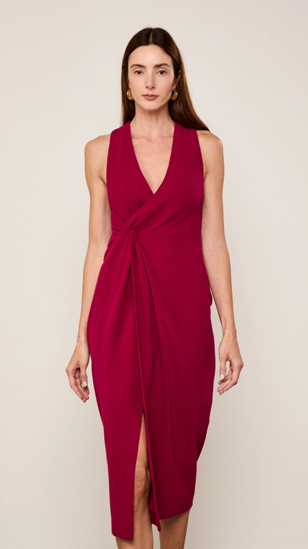 vestido midi animale transpasse sponge