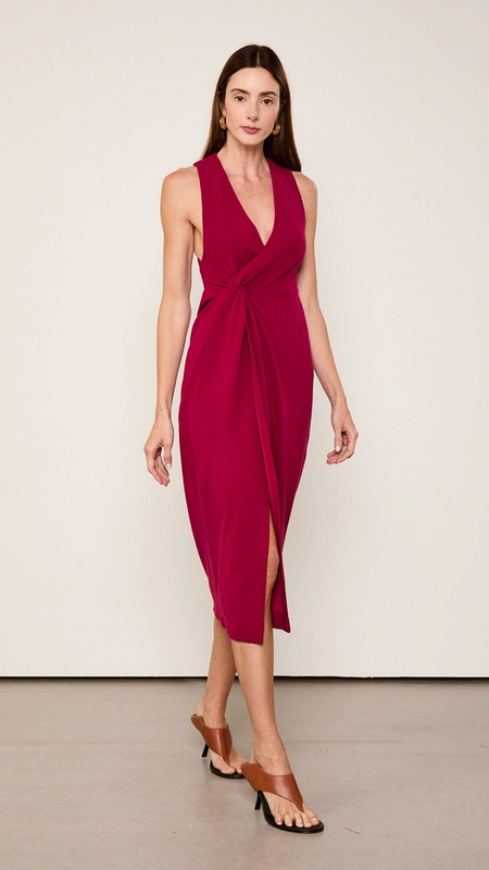 vestido midi animale transpasse sponge