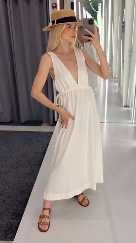 vestido midi animale amarração lateral