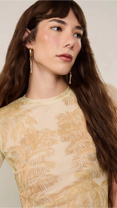 blusa tule mc animale folhagem plumes