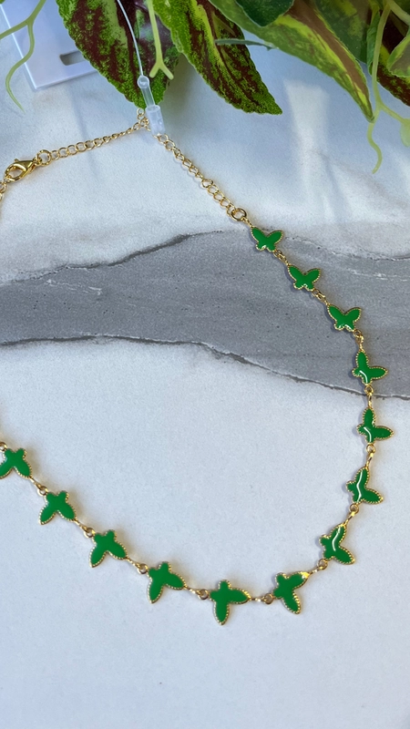 colar corrente dourado borboleta