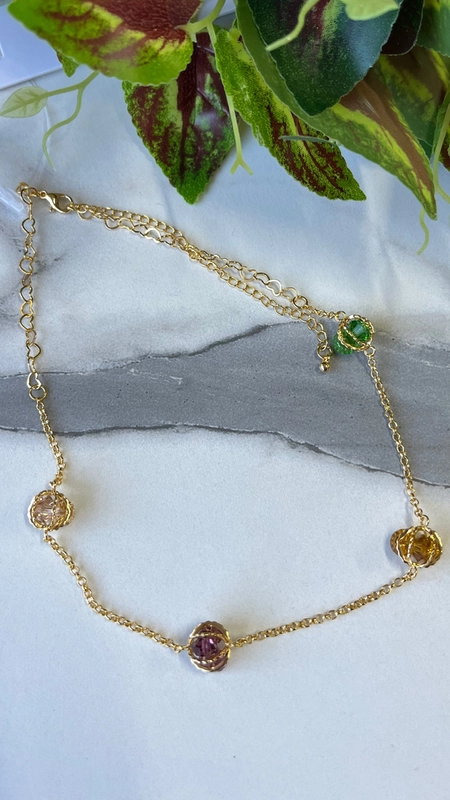 colar corrente pedra colors