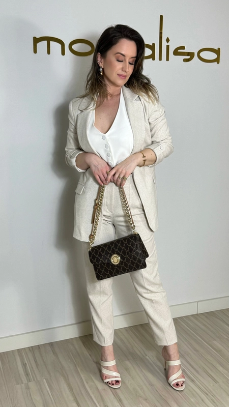 Calça alfaiataria cigarrete linho belga