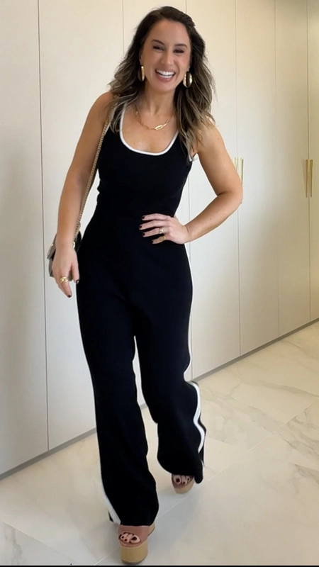 conjunto tricot bicolor calça e regata lia