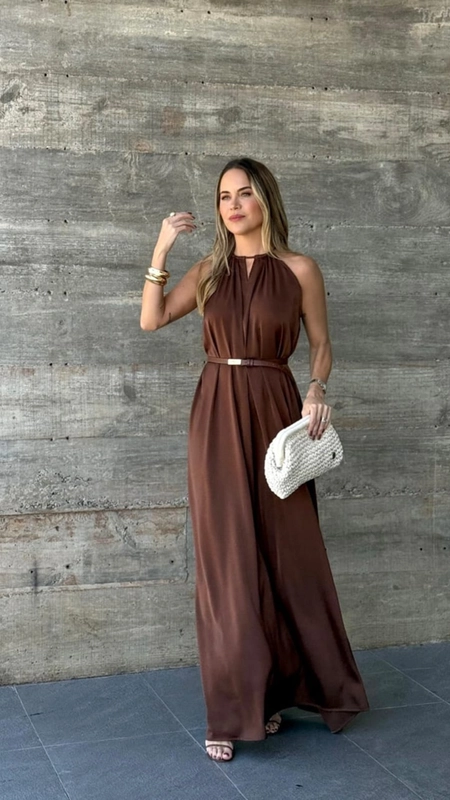 vestido longo fluido halter