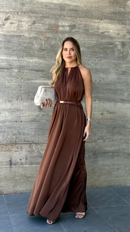 vestido longo fluido halter
