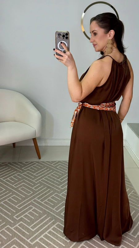 vestido longo fluido halter