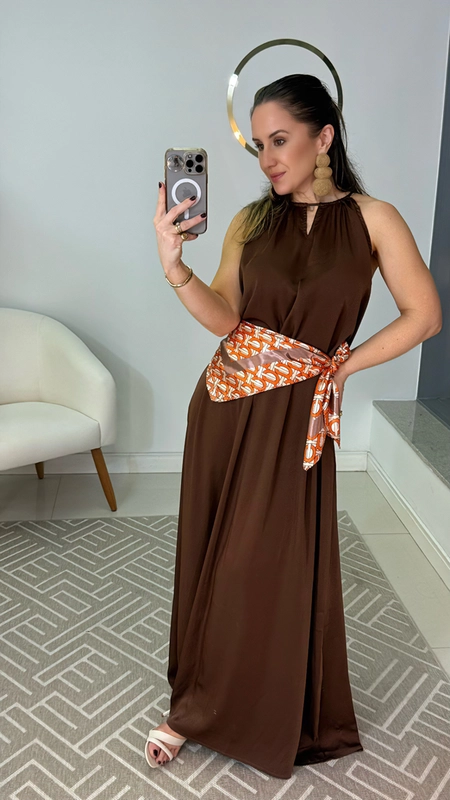 vestido longo fluido halter