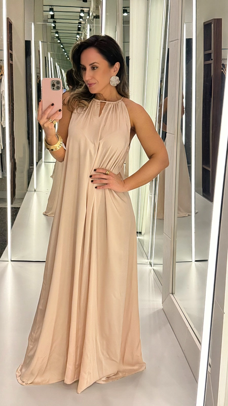 vestido longo fluido halter