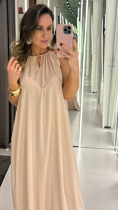 vestido longo fluido halter