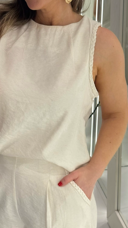 conjunto short e blusa trança viscolinho