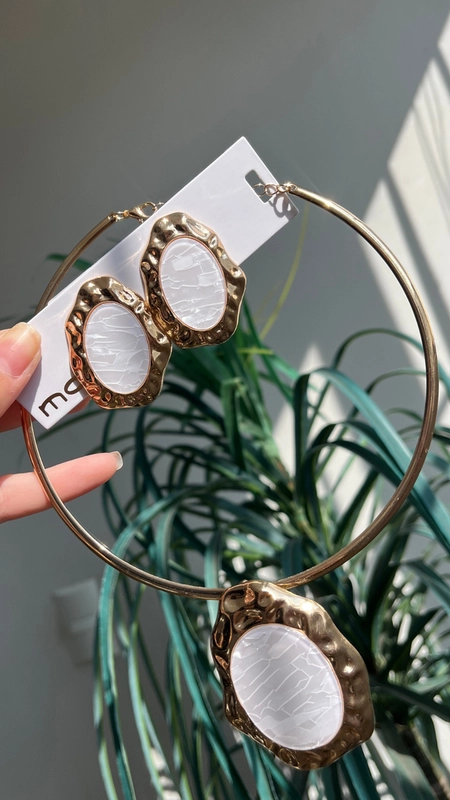 conjunto colar e brinco madrepérola organic