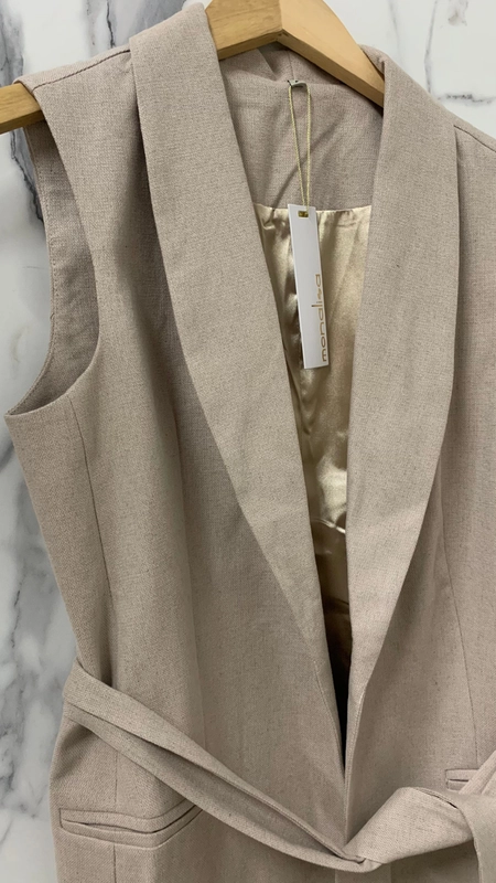 colete alongado linho belga