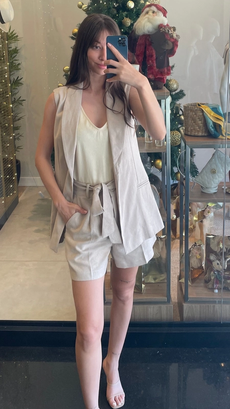 colete alongado linho belga