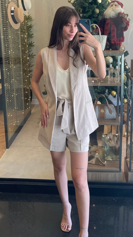 colete alongado linho belga