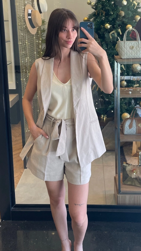 colete alongado linho belga