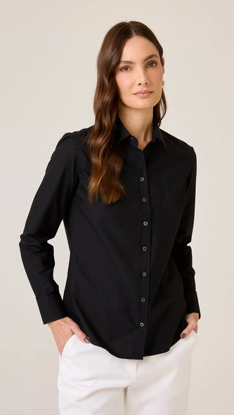 camisa ml fem regular tricoline liso dudalina