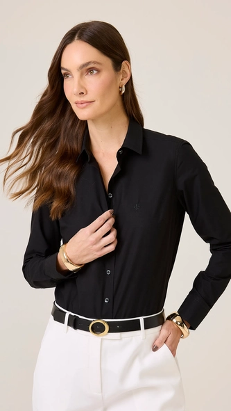 camisa ml fem regular tricoline liso dudalina