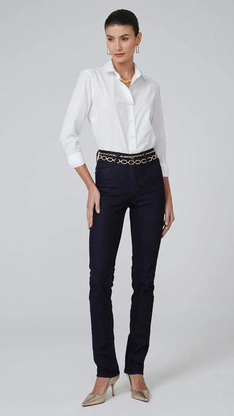 camisa ml fem regular tricoline liso dudalina