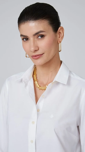 camisa ml fem regular tricoline liso dudalina