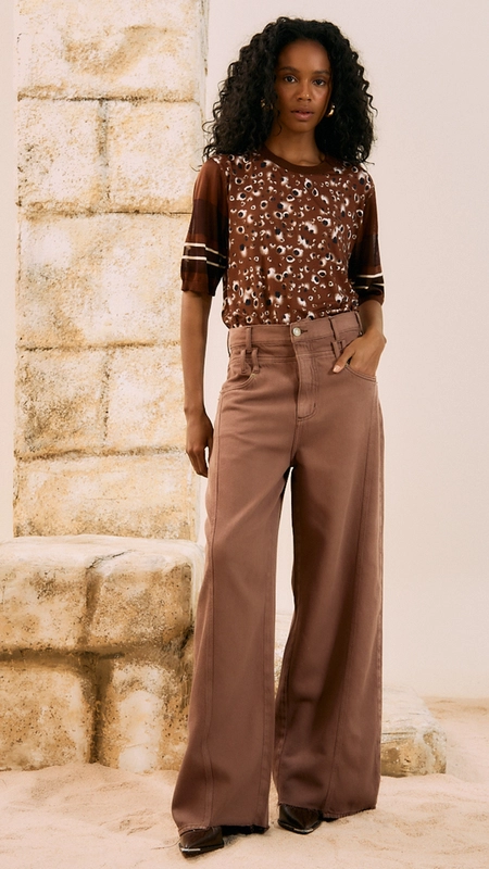 calça sarja color open basic comfort