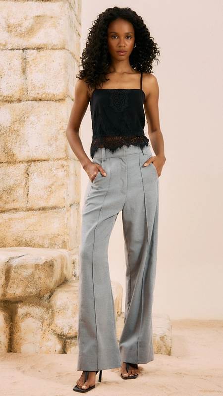 calça alfaiataria open toque lã